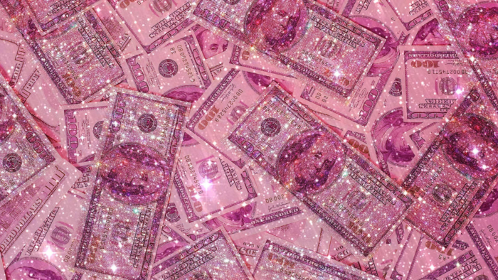 pink sparkly money