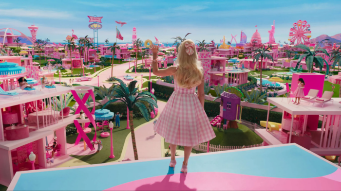 Barbiecore aesthetic, scene from Barbie movie