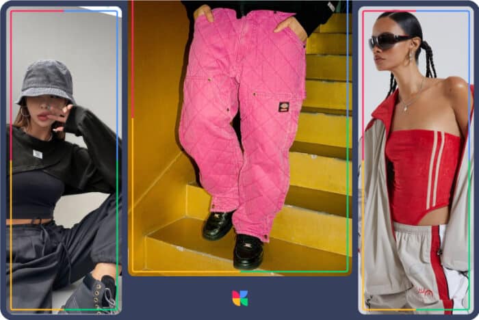 streetwear aesthetic: pink baggy Dickie trousers 