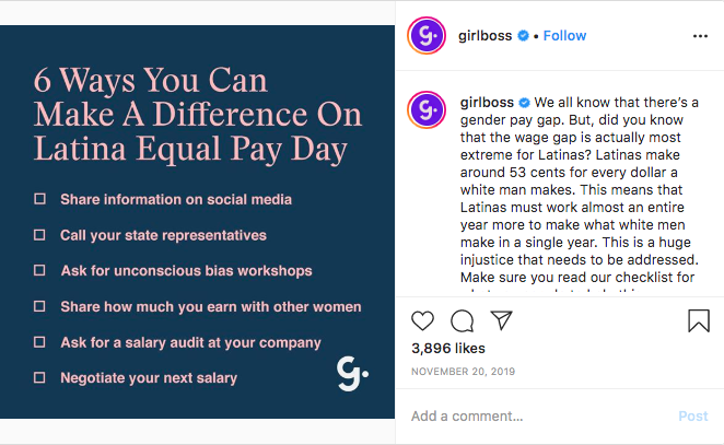 Girlboss instagram post