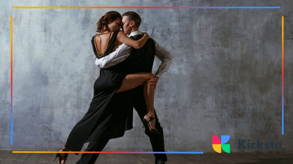 Couple performing elegant dance pose
