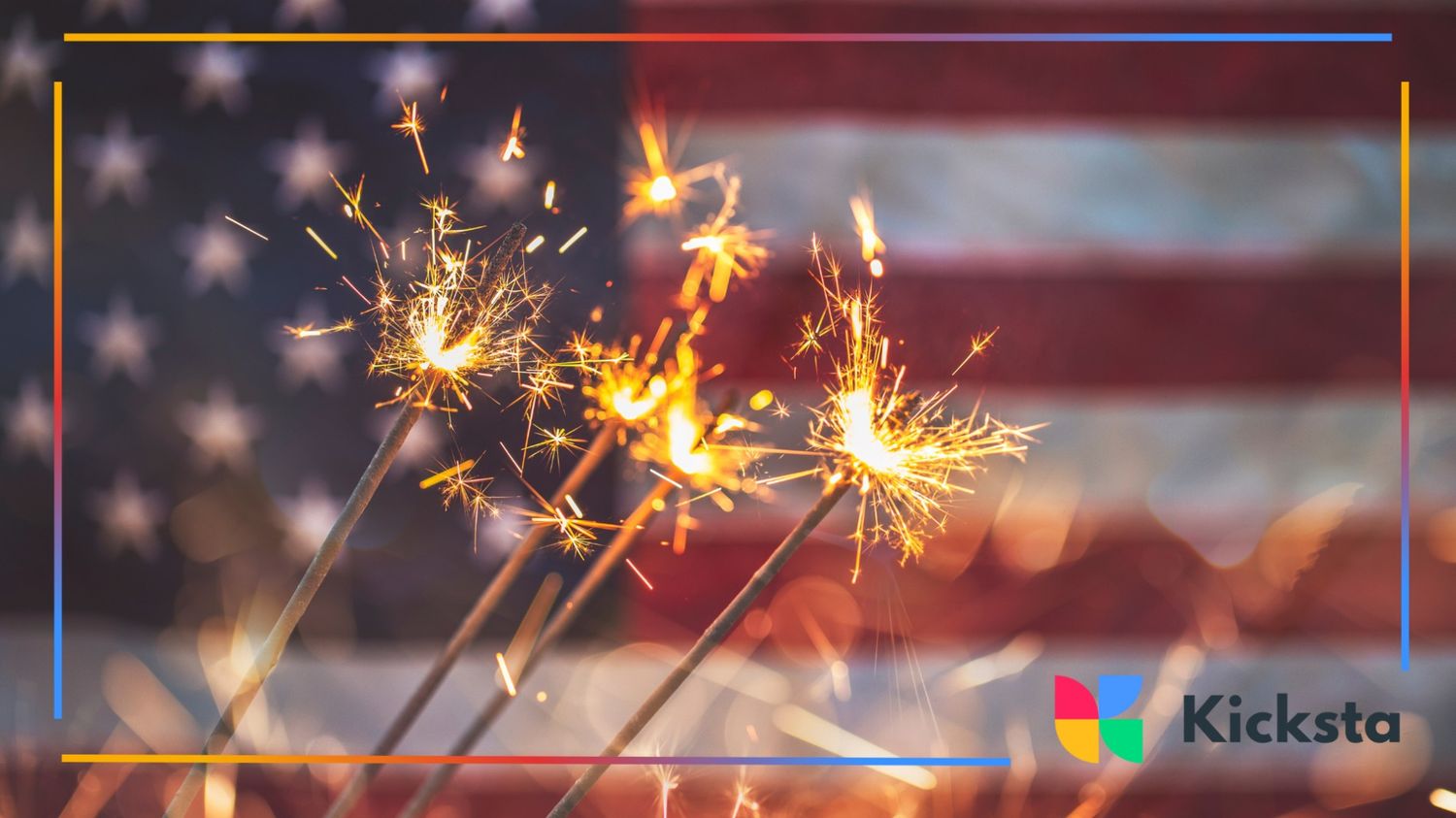 Sparklers in front of American flag
